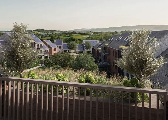 view of a small modern housing estate from a balcony
