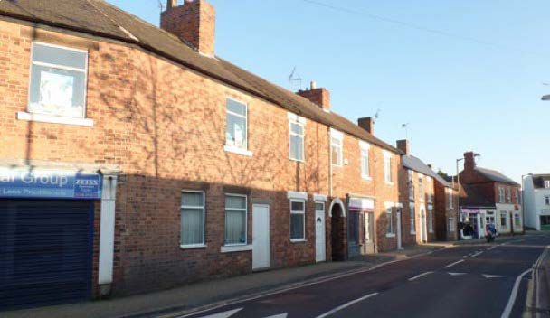 terraced housing along a residential street.