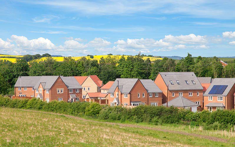 Houses with a clear open view of green space.