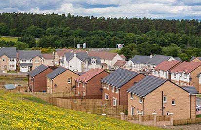 Houses with a restricted view of open space.