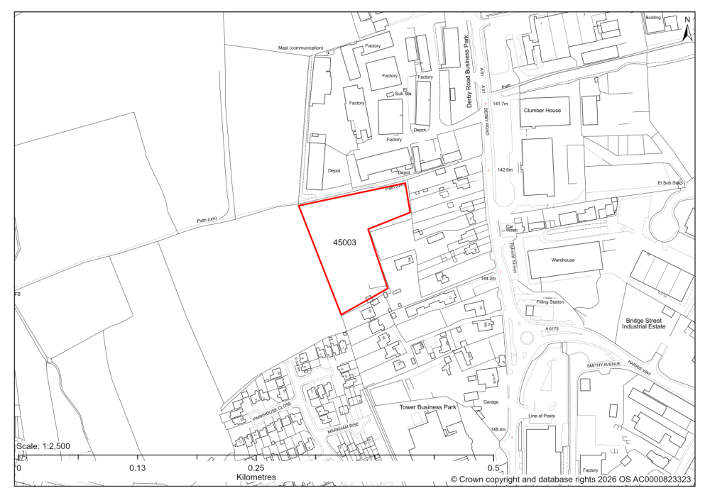 Map showing Site 45003, 19b High Street Clay Cross