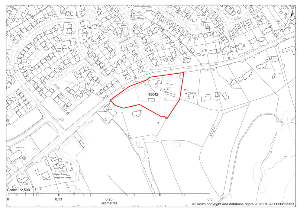 Map showing Site 45042, Redundant Nursery Land at Cherry Tree Farm, Walton