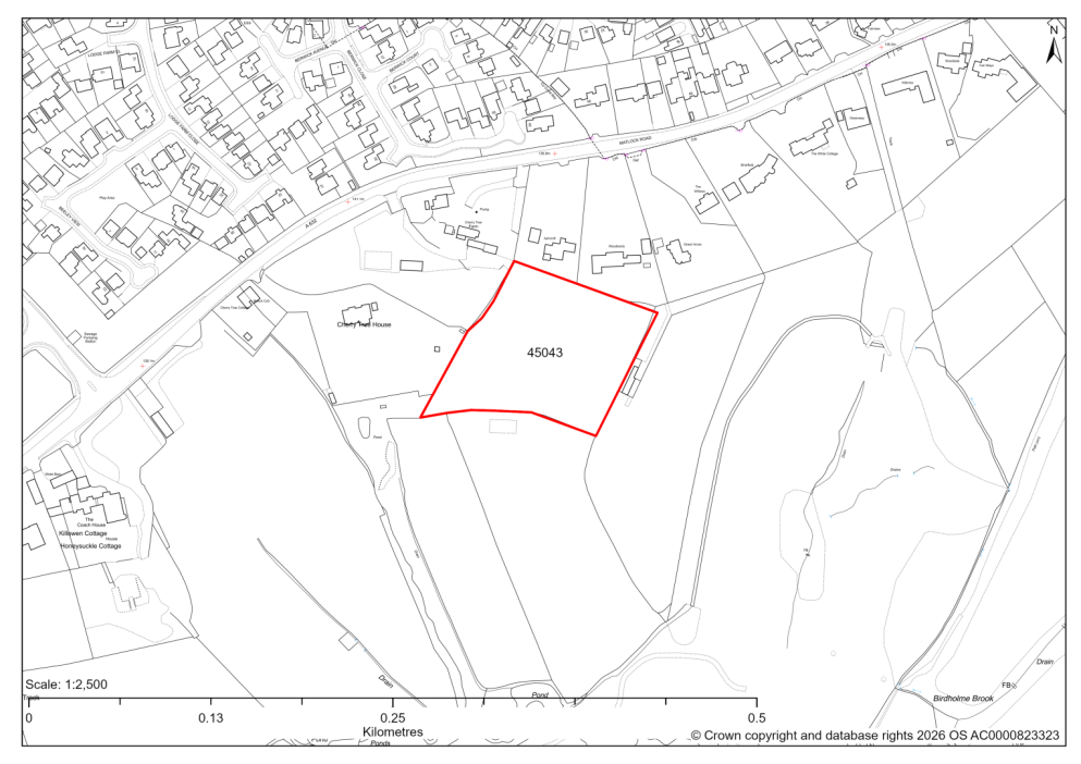 Map showing Site 45043, Land A at Cherry Tree Farm, Walton