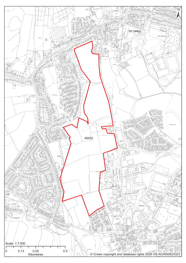 Map showing Site 45052, Land to the west of A61 Derby Road, Clay Cross, Chesterfield