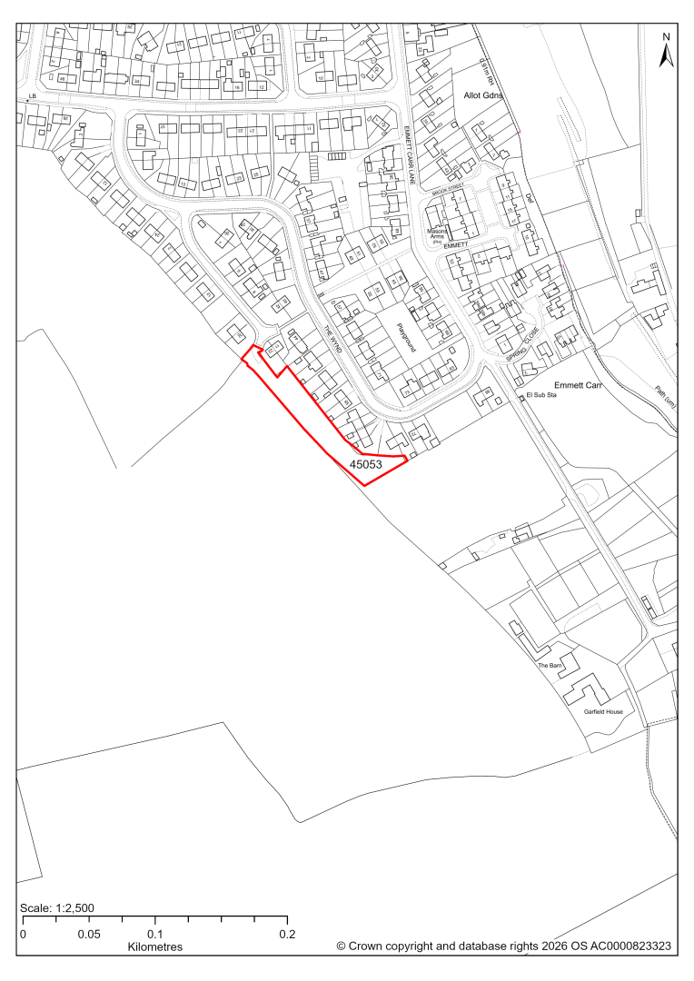 Map showing Site 45053, Land off Garden Avenue, Renishaw