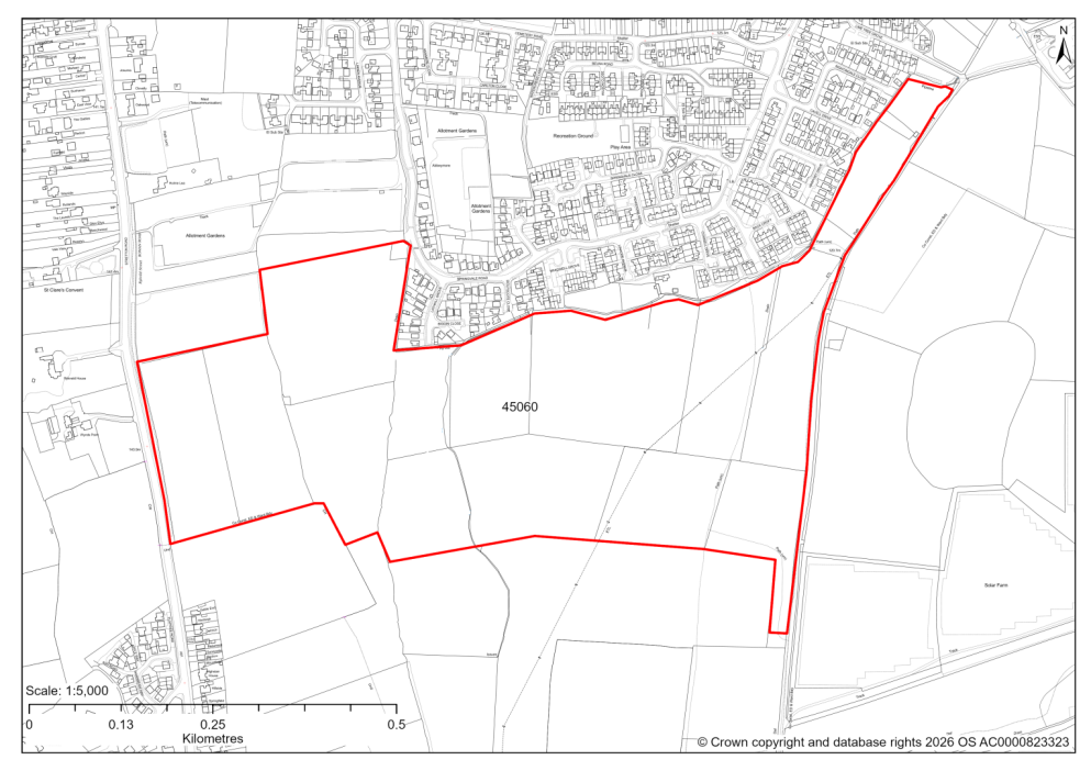 Map showing Site 45060, Land South of Clay Cross