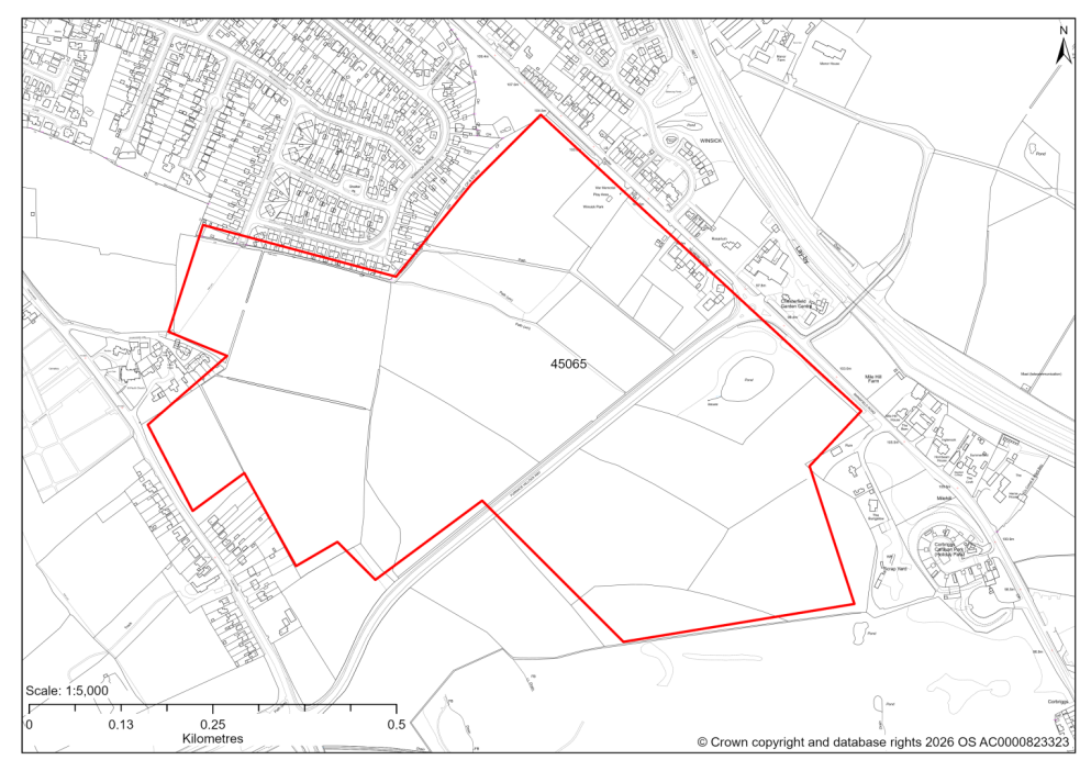 Map showing Site 45065, Land around Furnace Hillock Way, Hasland
