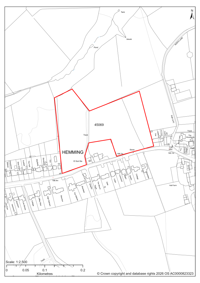 Map showing Site 45069, Land to the north of Hemming Green, Old Brampton