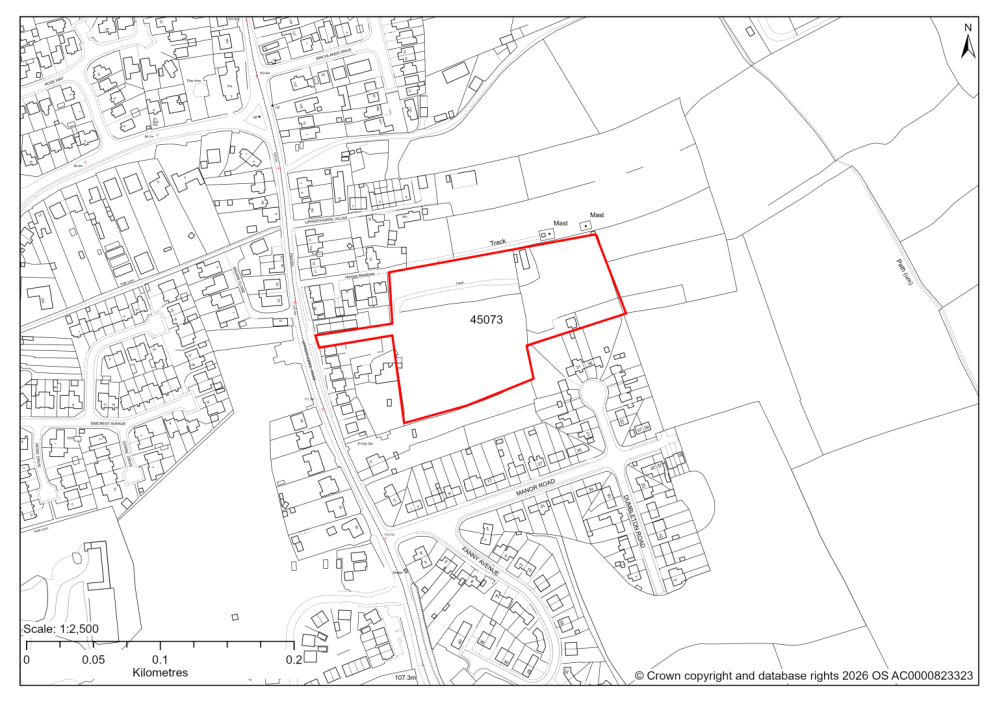 Map showing Site 45073, Land off Upperthorpe Road, Killamarsh