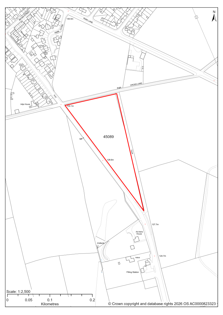 Map showing Site 45089, Land at Cross Lane, Shirland