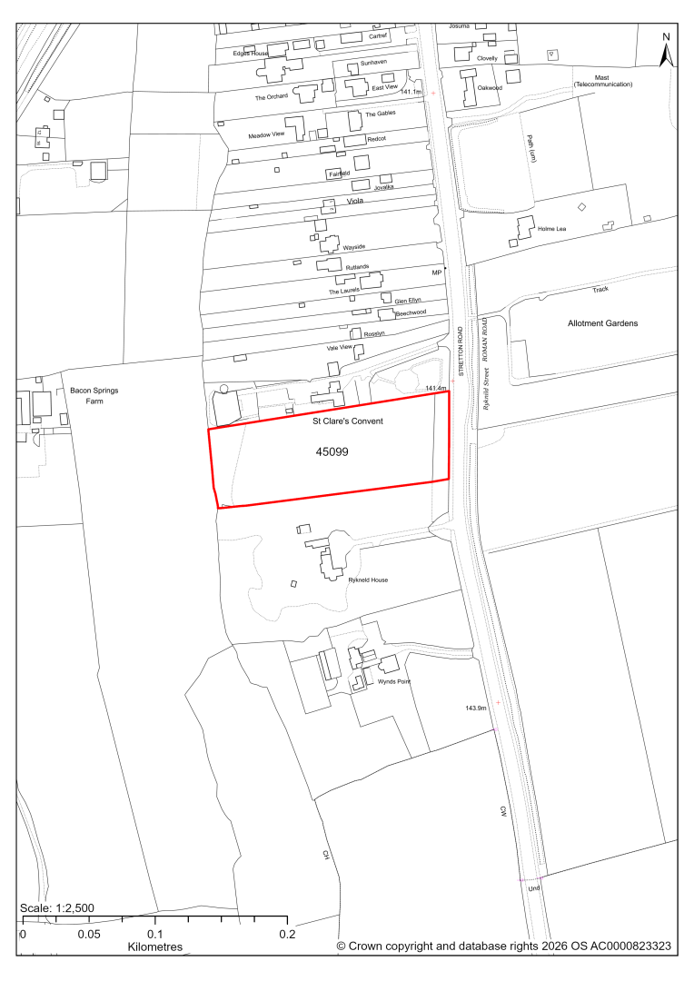 Map showing Site 45099, Land north of Rykneld House, Stretton Road, Clay Cross