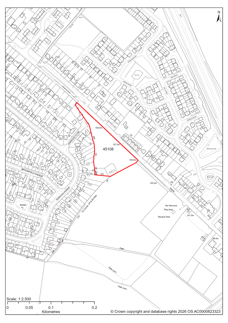 Map showing Site 45108, Land adjacent to Mansfield Road, Hasland