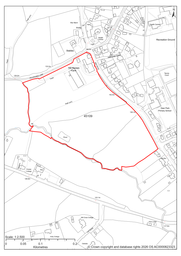 Map showing Site 45109, Hill Houses Farm, New Road, Wingerworth, Chesterfield