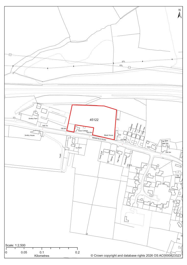Map showing Site 45122, Land to east of Smithy Farm, Heath