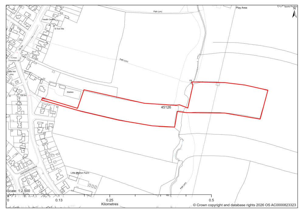 Map showing Site 45126, Land off 5 Little Morton Road, North Wingfield