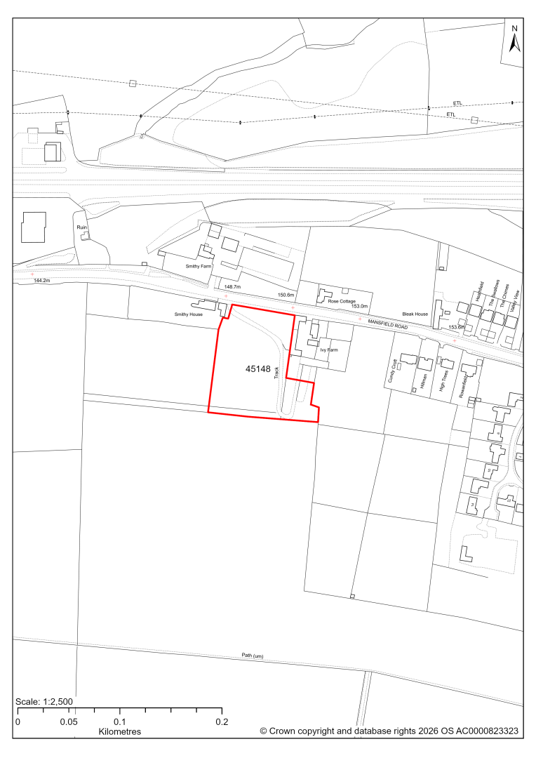 Map showing Site 45148, Land to south and west of Ivy Farm, Heath