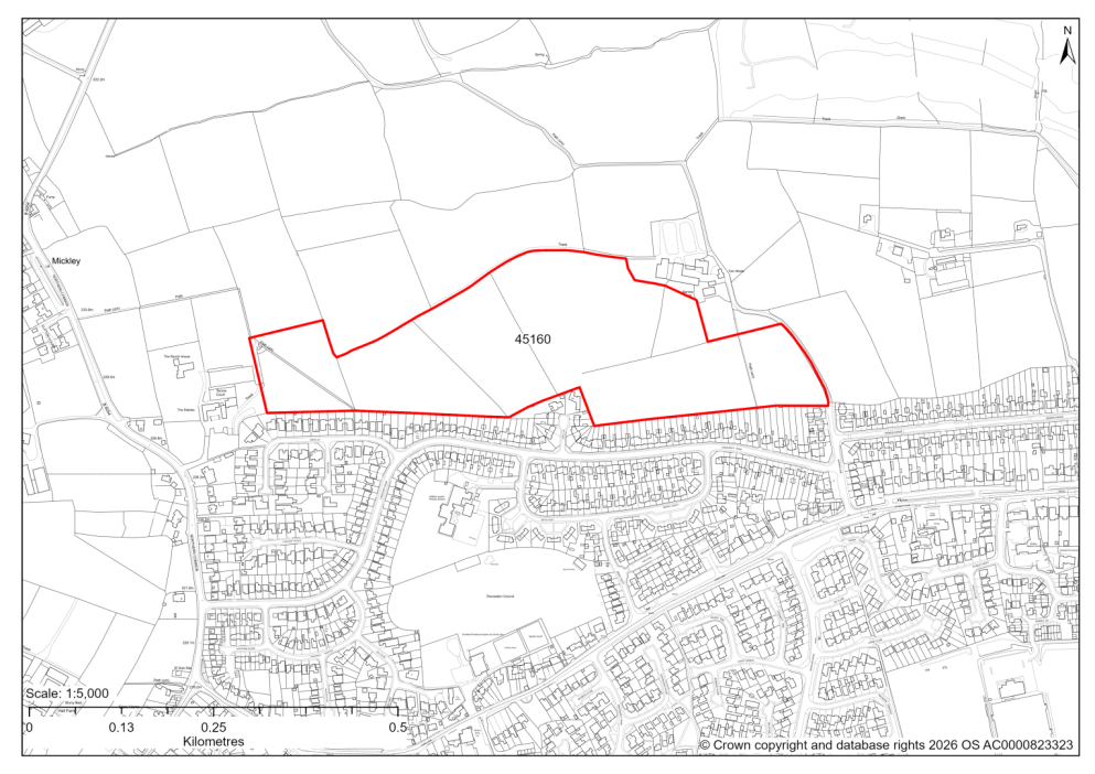 Map showing Site 45160, Land north of Dronfield Woodhouse