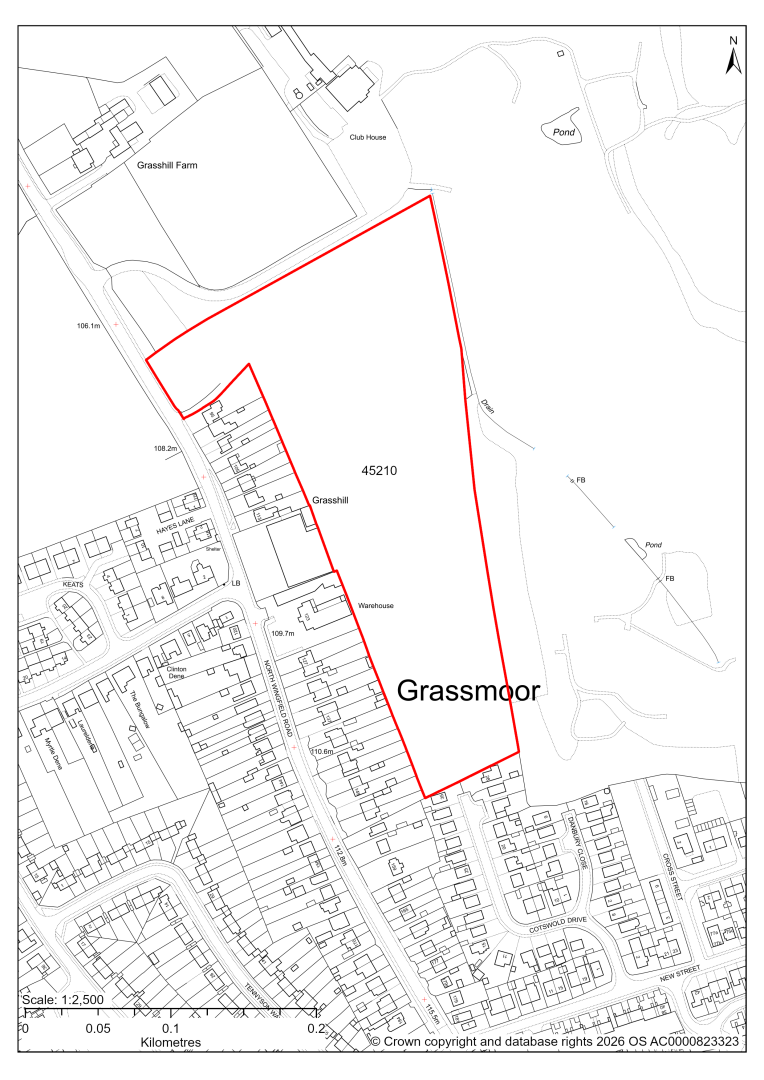 Map showing Site 45210, Land off North Wingfield Road, Grassmoor