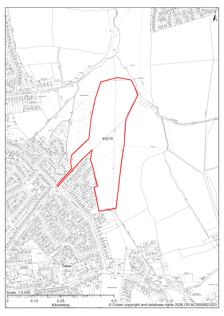 Map showing Site 45219, Land off Freydon Way, Calow