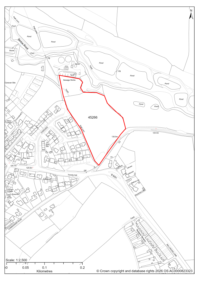 Map showing Site 45266, Land to the north of Millcross Lane, Barlow