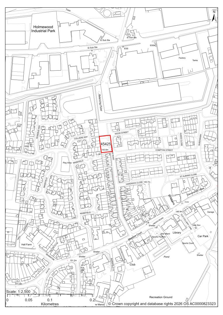 Map showing Site 45425, Car Park at Hunloke Road, Holmewood