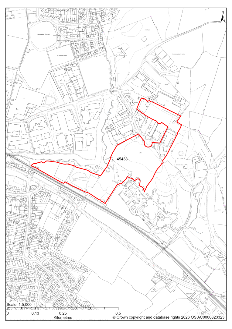 Map showing Site 45438, Land off Callywhite Lane, Dronfield