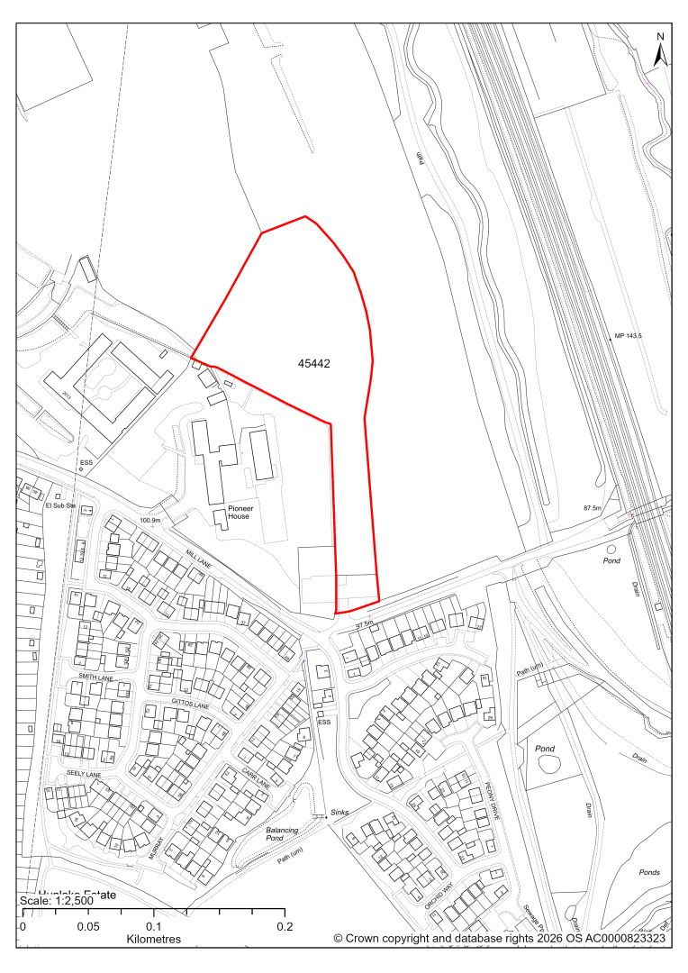 Map showing Site 45442, Land at The Avenue, Wingerworth