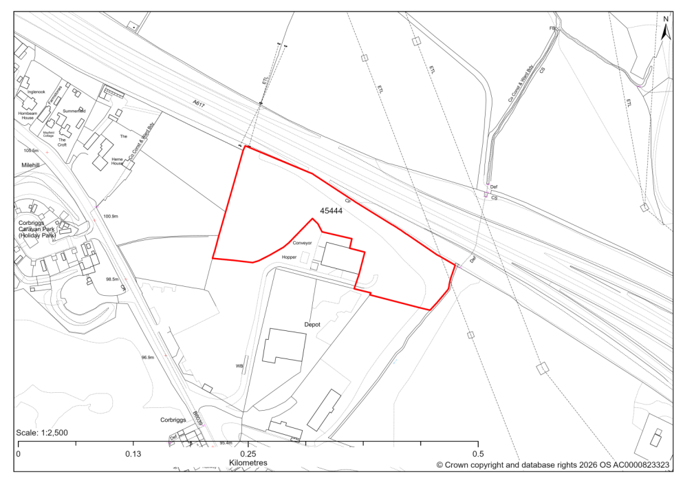 Map showing Site 45444, Land at Corrbriggs Industrial Estate