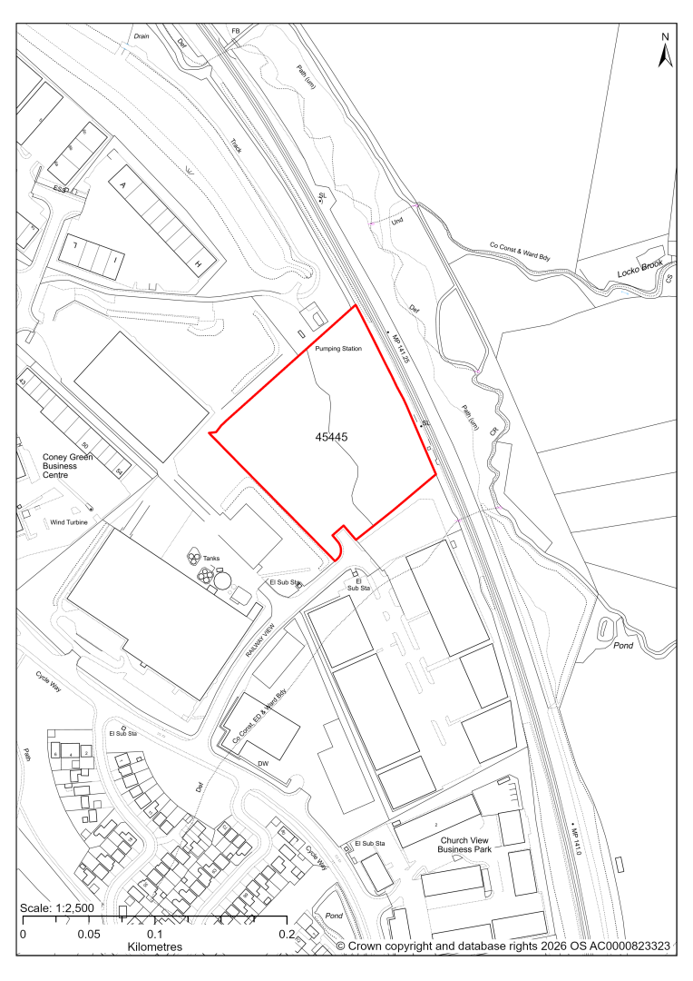 Map showing Site 45445, Plot H Coney Green Business Park, Clay Cross