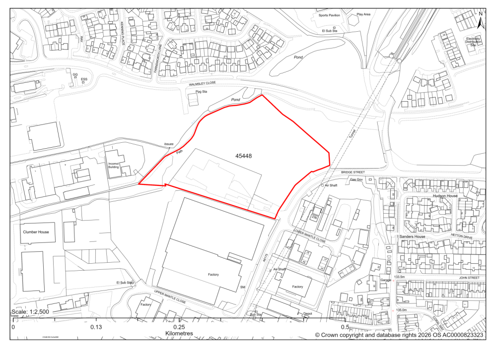 Map showing Site 45448, Land off Bridge Street, Clay Cross