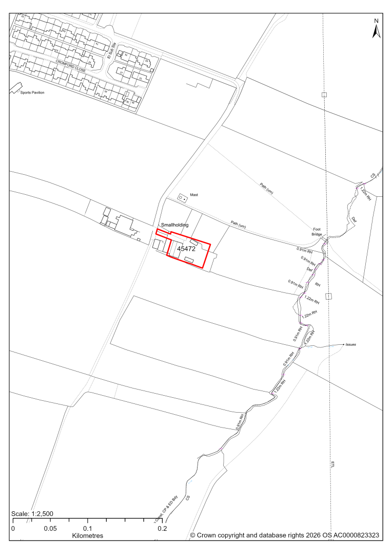 Map showing Site 45472, Land east of Dark Lane, North Wingfield