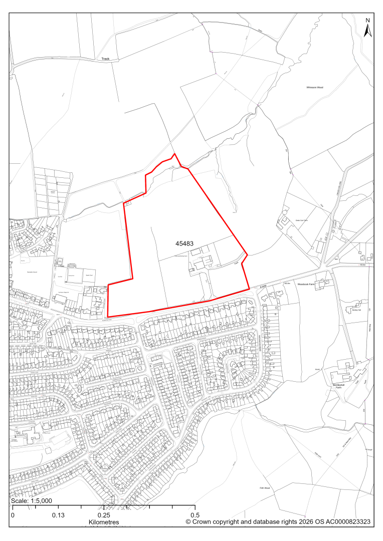 Map showing Site 45483, Land off Eckington Road/B6056, Coal Aston, Dronfield