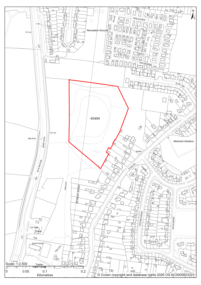 Map showing Site 45494, Land On The West Side Of Nethermoor Road
New Tupton, Chesterfield