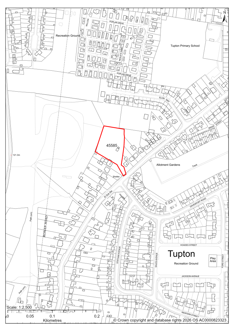 Map showing Site 45585, Land to side of 48 Nethermoor Road, Tupton