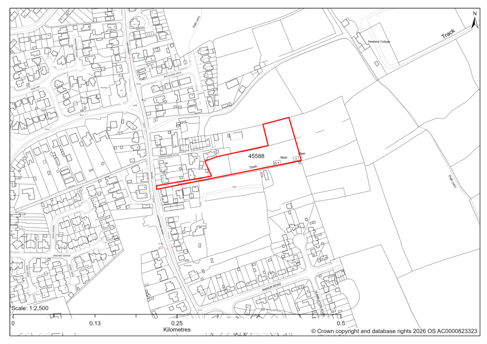 Map showing Site 45588, Land to the rear of Upperthorpe Villas, Upperthorpe Road, Killamarsh