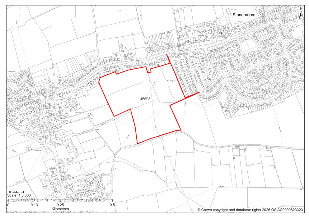 Map showing Site 45593, Land at Stonebroom, Alfreton