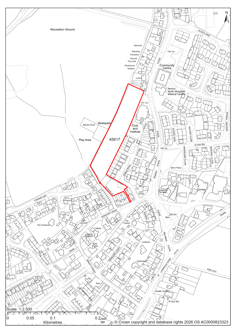 Map showing Site 45617, North Wingfield Primary School, Draycott Road, North Wingfield