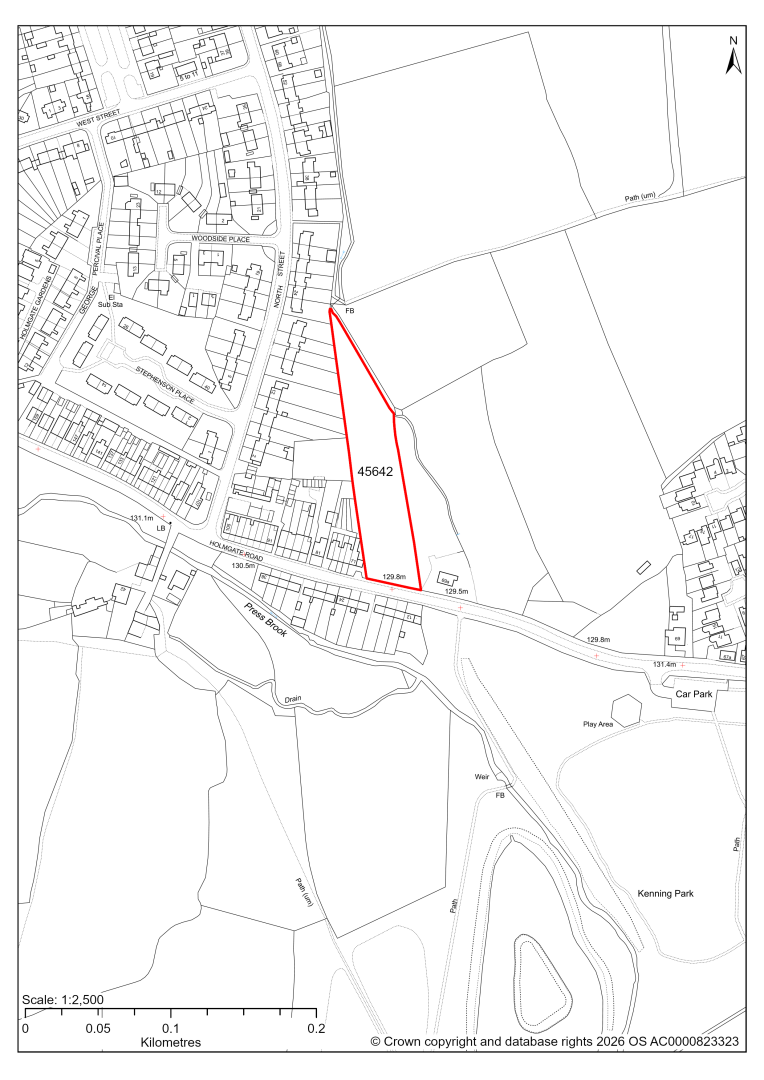 Map showing Site 45642, Land off Holmgate Road, Clay Cross (2014-34 LP allocation CC3)