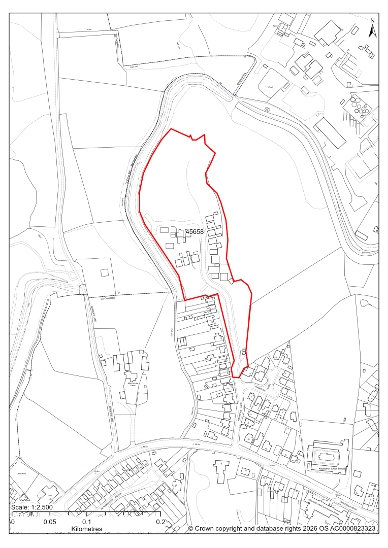 Map showing Site 45658, 21/00976/FL- Land Between Old Canal And North Side Of Primrose Lane, Primrose Lane, Killamarsh