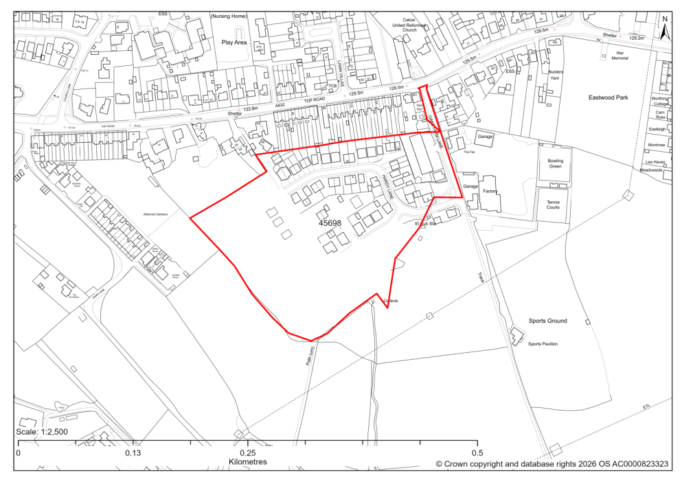 Map showing Site 45698, 22/00384/RM- Land From The East Of Dark Lane To The West Of Oaks Farm Lan, Oaks Farm Lane, Calow