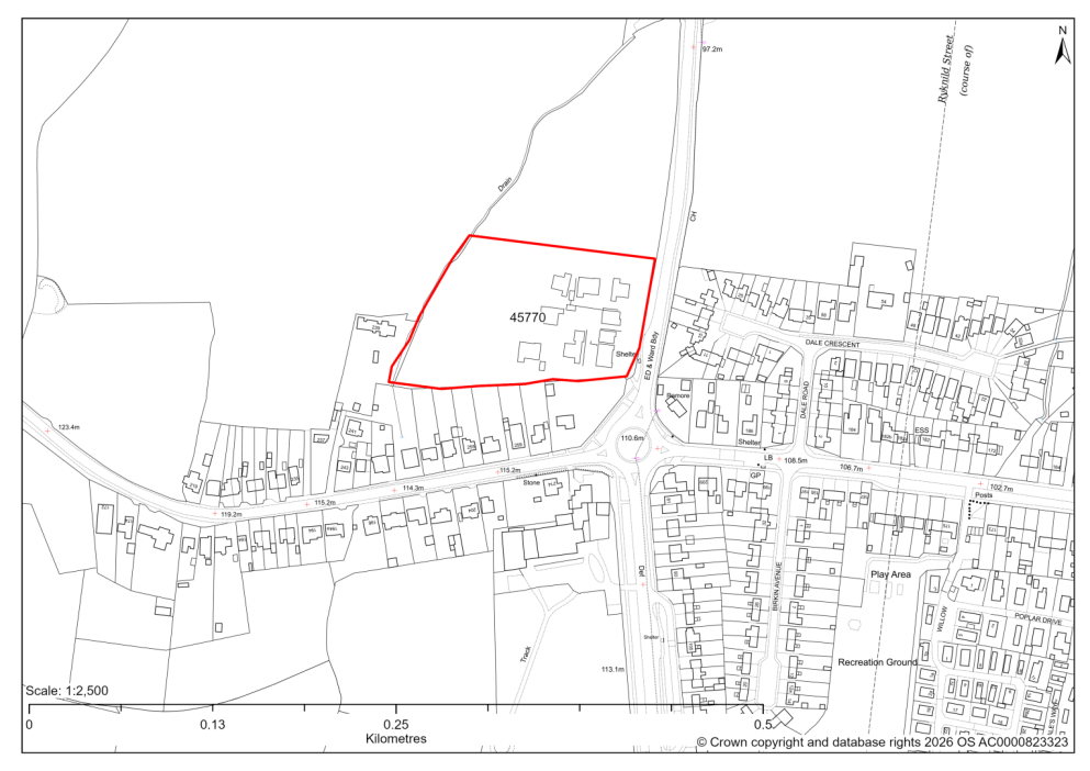 Map showing Site 45770, 21/01085/OL- Land At Rear Of 263, Nethermoor Road, Wingerworth