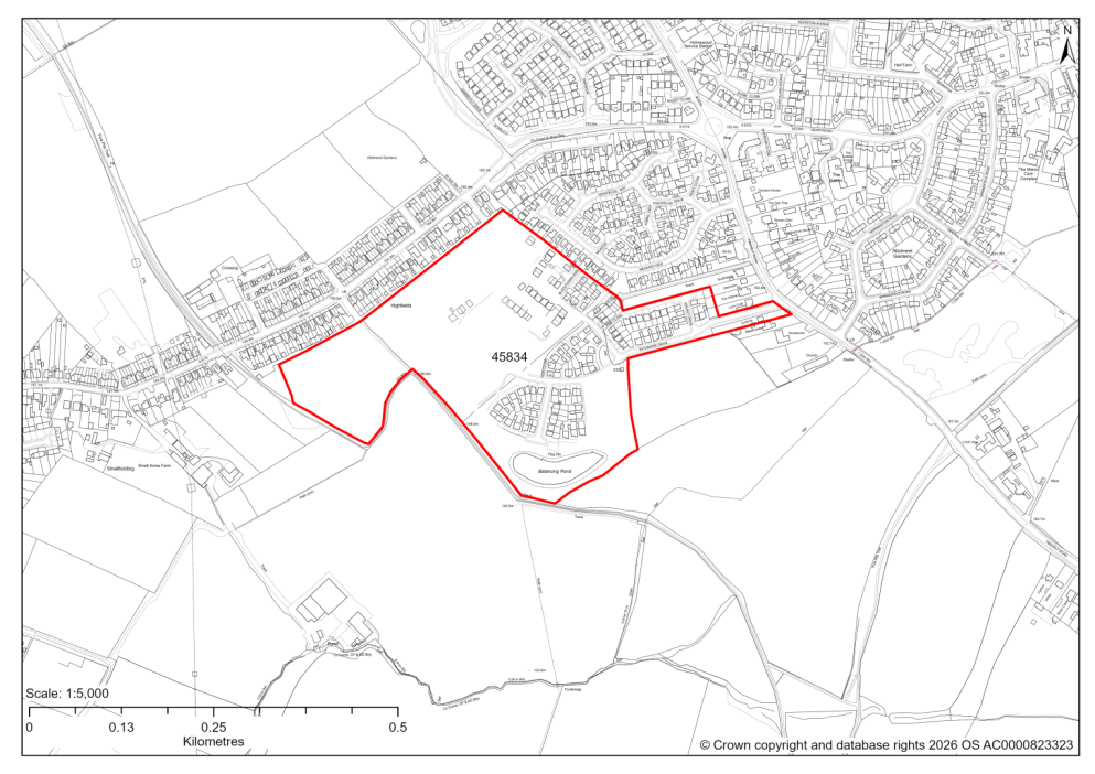 Map showing Site 45834, 21/01486/RM- Windy Ridge, Tibshelf Road, Holmewood