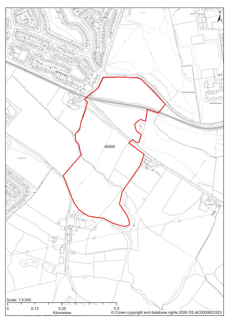 Map showing Site 45900, White Lane Farm, White Lane, Ridgeway