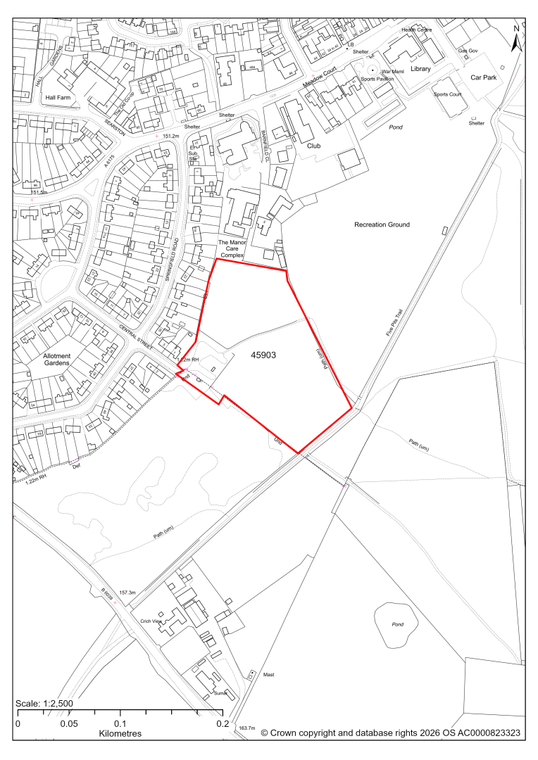 Map showing Site 45903, Land East of Central Street, Holmewood