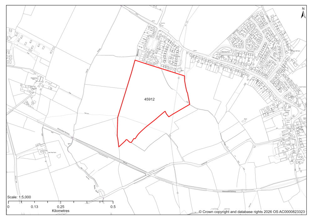 Map showing Site 45912, Fields south of Maltby Avenue & Oak View Gardens