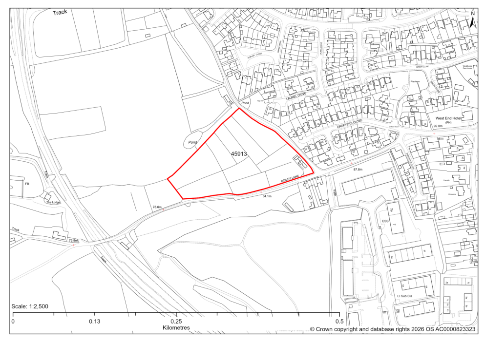 Map showing Site 45913, North Side of Boiley Lane, Killamarsh, Sheffield