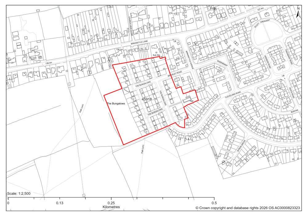 Map showing Site 45918, 24/01001/MFL - Street Record, The Bungalows, Stonebroom, Shirland