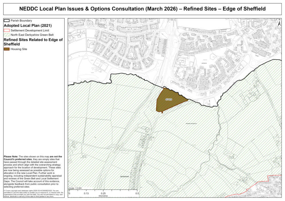 Map showing the sites on the edge of Sheffield
