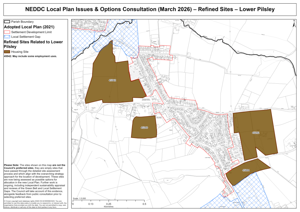 Map showing the sites related to Lower Pilsley (Pilsley Cluster)