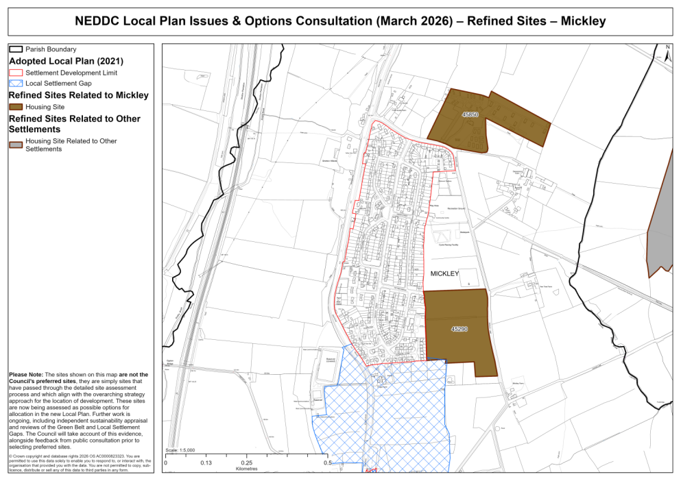 Map showing the sites related to Mickley (Shirland Cluster)